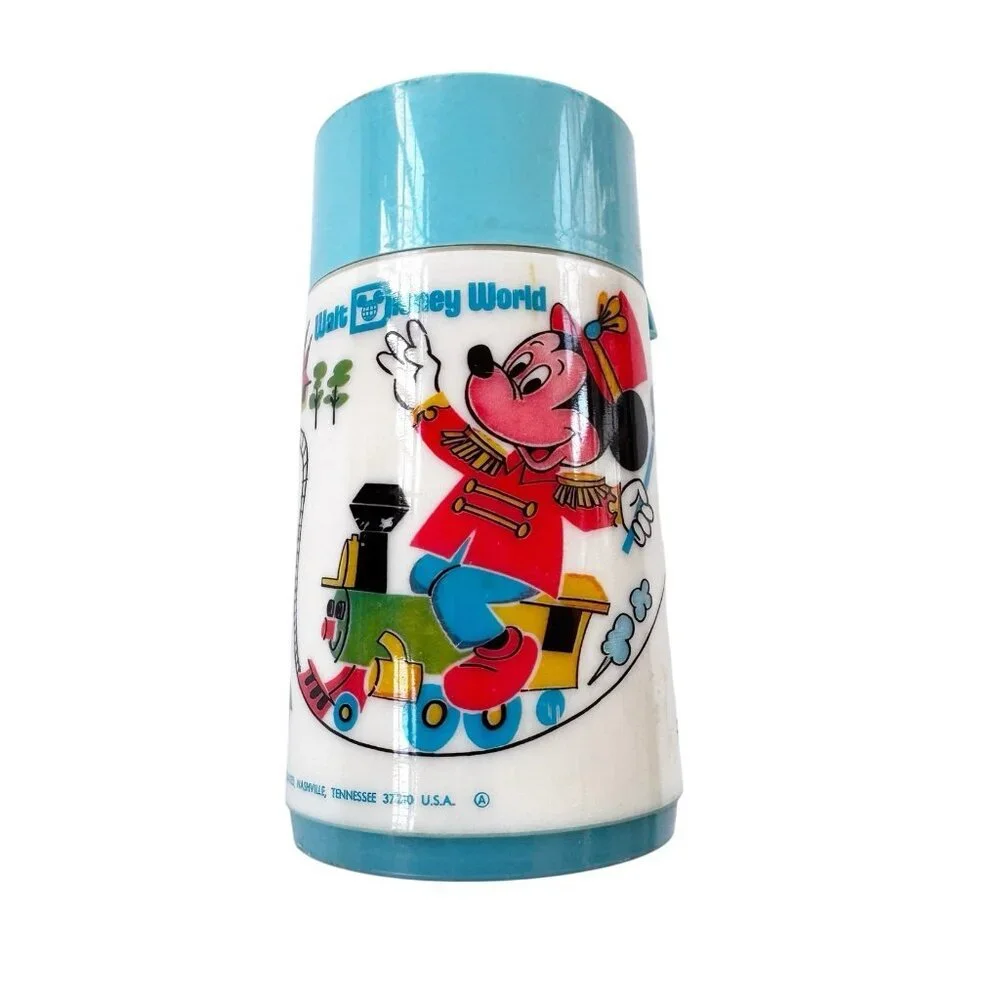 Vintage 70’s WALT DISNEY WORLD Mickey Mouse Lunch Box HAPPY 50 YEARS & Thermos